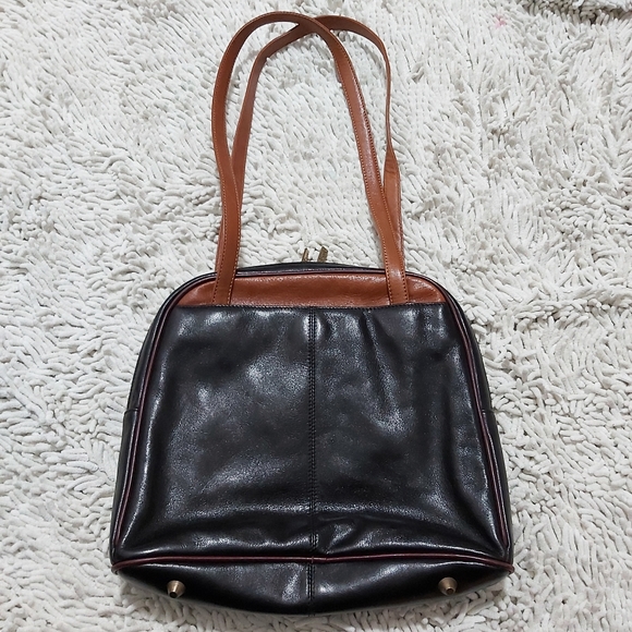 Opale brown & black leather shoulder bag - Picture 7 of 11